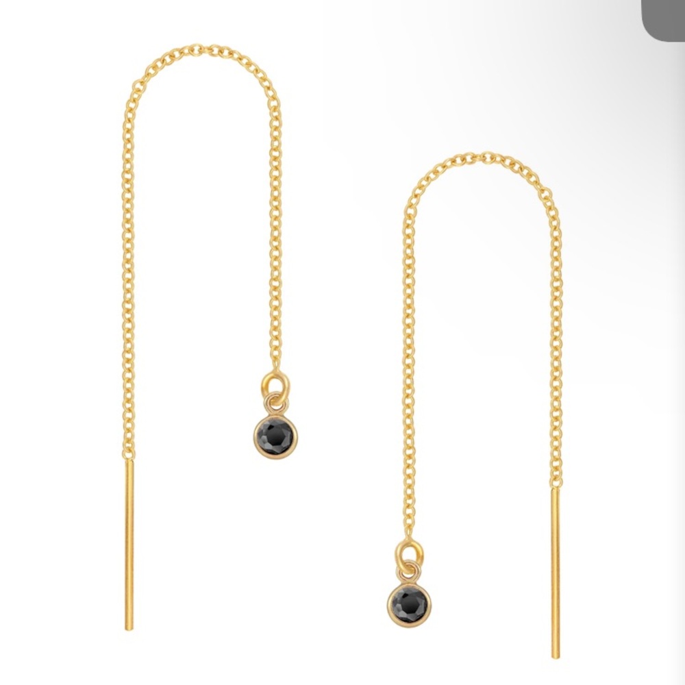 J&CO Gold filled Black Bezel Ear Threader